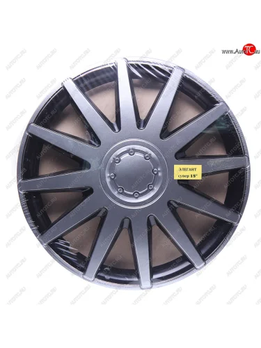 Колпак колеса R-15 черныйсильвер ЭЛЕГАНТ СУПЕР комплект 4шт. NO NAME элегант супер r-15
