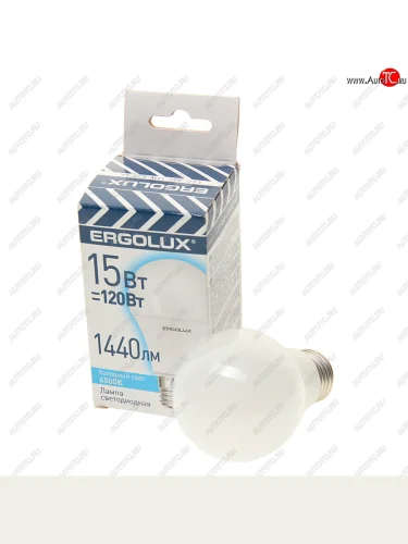Лампа светодиодная E27 A60 15W (120W) 220V холодный ERGOLUX ERGOLUX el-led-a60-15w-e27-4k
