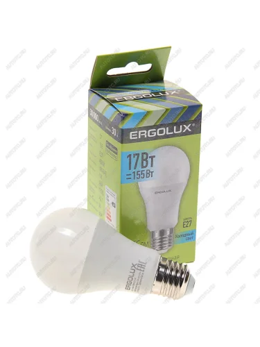 Лампа светодиодная Е27 A60 17W (155W) 220V холодный ERGOLUX ERGOLUX el-led-a60-17w-e27-4k