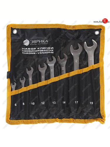 Набор ключей комбинированных 6-19мм 8 предметов в сумке сатинированных ЭВРИКА ЭВРИКА er-10080