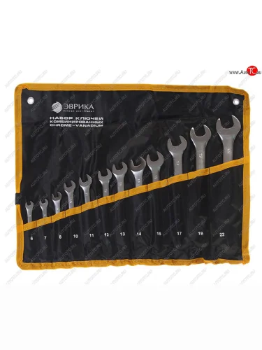 Набор ключей комбинированных 6-22мм 12 предметов в сумке сатинированных ЭВРИКА ЭВРИКА er-10120