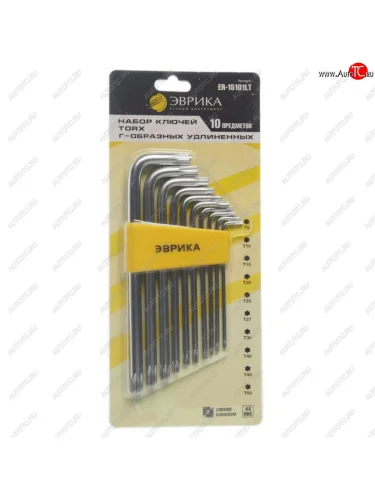 Набор ключей TORX T9-Т50 Г-образных удлиненных 10 предметов ЭВРИКА ЭВРИКА er-15101lt