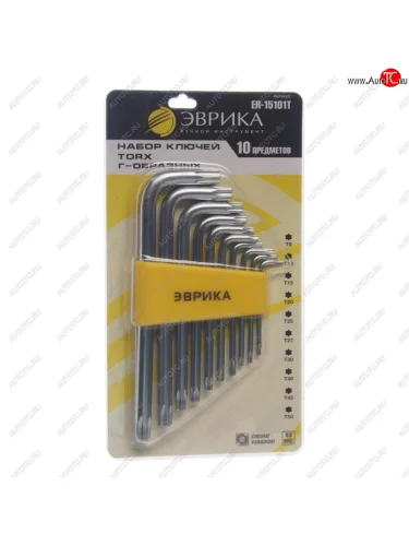 Набор ключей TORX T9-Т50 Г-образных 10 предметов ЭВРИКА ЭВРИКА er-15101t