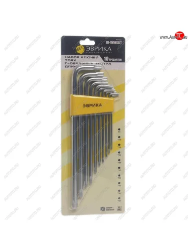 Набор ключей TORX T9-Т50 Г-образных экстрадлинных 10 предметов ЭВРИКА ЭВРИКА er-15101xlt