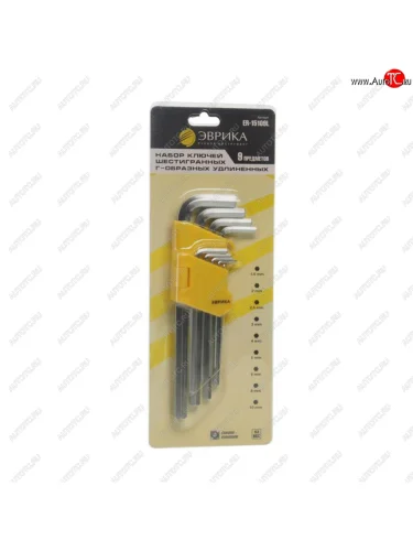 Набор ключей шестигранных 1.5-10мм Г-образных удлиненных 9 предметов ЭВРИКА ЭВРИКА er-15109l