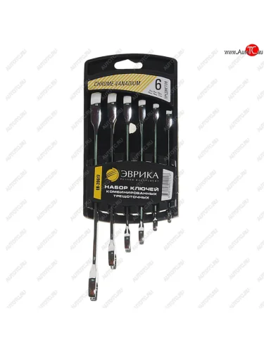 Набор ключей комбинированных 6-17мм трещоточных 6 предметов в холдере ЭВРИКА ЭВРИКА er-20617