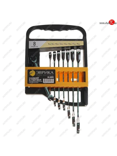 Набор ключей комбинированных 6-19мм трещоточных 8 предметов в холдере ЭВРИКА ЭВРИКА er-20619