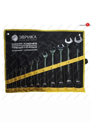 Набор ключей комбинированных 6-32мм трещоточных 12 предметов в сумке ЭВРИКА ЭВРИКА er-20632