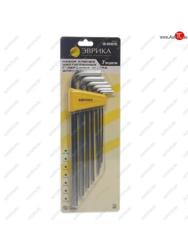 Набор ключей шестигранных 2.5-10мм Г-образных экстрадлинных 7 предметов ЭВРИКА ЭВРИКА er-25107xl