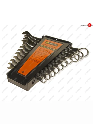 Набор ключей комбинированных 6-19мм 10 предметов в холдере сатинированные ЭВРИКА ЭВРИКА er-31100