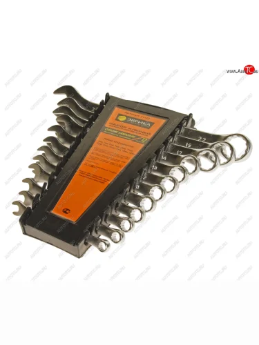 Набор ключей комбинированных 6-22мм 12 предметов в холдере изгиб 15град. сатинированные ЭВРИКА ЭВРИКА er-31122