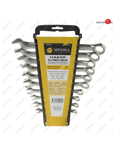 Набор ключей комбинированных 6-19мм 10 предметов в холдере CrV Pro ЭВРИКА ЭВРИКА er-50101
