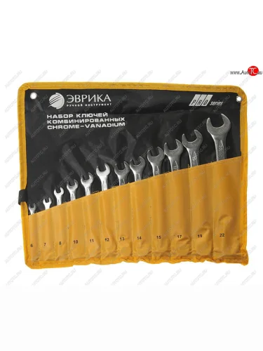 Набор ключей комбинированных 6-22мм 12 предметов в сумке CrV Pro ЭВРИКА ЭВРИКА er-50120