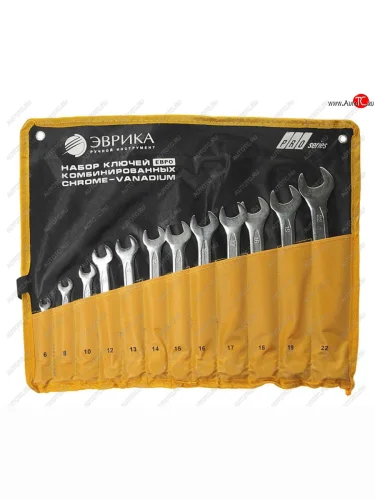 Набор ключей комбинированных 6-22мм 12 предметов в сумке ЕВРО CrV Pro ЭВРИКА ЭВРИКА er-50120e