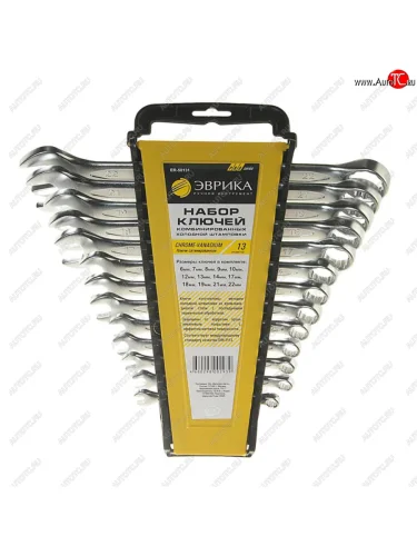 Набор ключей комбинированных 6-22мм 13 предметов в холдере CrV Pro ЭВРИКА ЭВРИКА er-50131