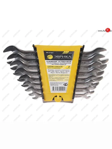 Набор ключей рожковых 6-22мм 8 предметов в холдере CrV Pro ЭВРИКА ЭВРИКА er-51081