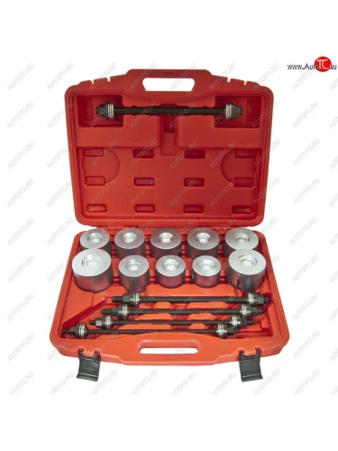 Набор для замены сайлентблоков и подшипников универсальный М10-М16 27 предметов в кейсе ЭВРИКА ЭВРИКА er-86600