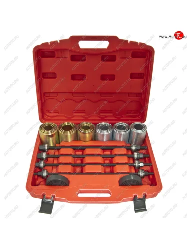 Набор для замены сайлентблоков и подшипников универсальный М10-М16 26 предметов в кейсе ЭВРИКА ЭВРИКА er-86601