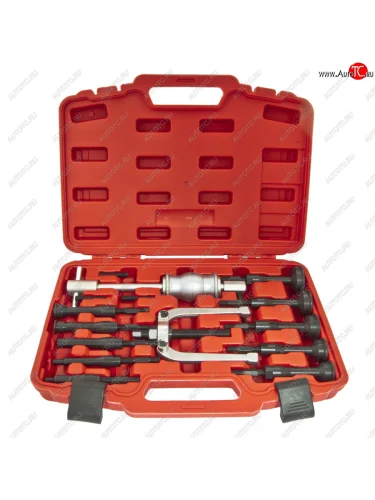 Набор съемников подшипников внутренних с обратным молотком цанговый (8-58мм) 18 пр. в кейсе ЭВРИКА ЭВРИКА er-86852