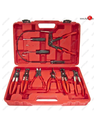 Набор щипцов для снятия и установки хомутов и шлангов 9 предметов в кейсе ЭВРИКА ЭВРИКА er-86942