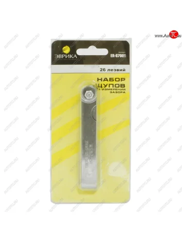 Набор щупов 0.038-0.635мм для установки зазора 26 предметов ЭВРИКА ЭВРИКА er-87001