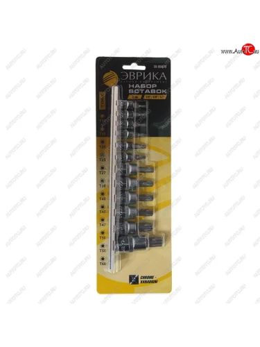 Набор бит-головок 14, 38, 12 TORX T10-T60 12 предметов ЭВРИКА ЭВРИКА er-95070