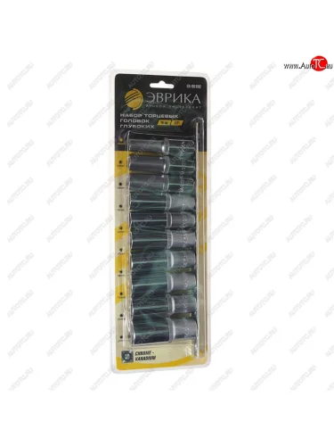 Набор головок торцевых 12 10-24мм высоких 10 предметов ЭВРИКА ЭВРИКА er-95190