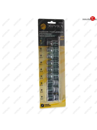Набор головок торцевых 12 TORX Е10-E24 9 предметов ЭВРИКА ЭВРИКА er-95200