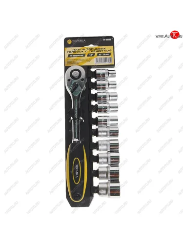 Набор головок торцевых 12 10-24мм с трещоткой 72 зуба 11 предметов с держателем ЭВРИКА ЭВРИКА er-96090