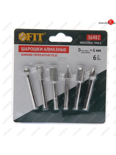 Набор шарошек по керамике 6шт. алмазные FIT FIT ф-36482