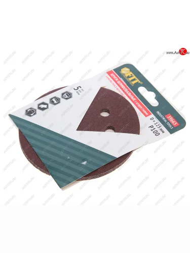 Бумага наждачная на липучке D125 P100 8 отверстий 5шт. FIT FIT fit-39665