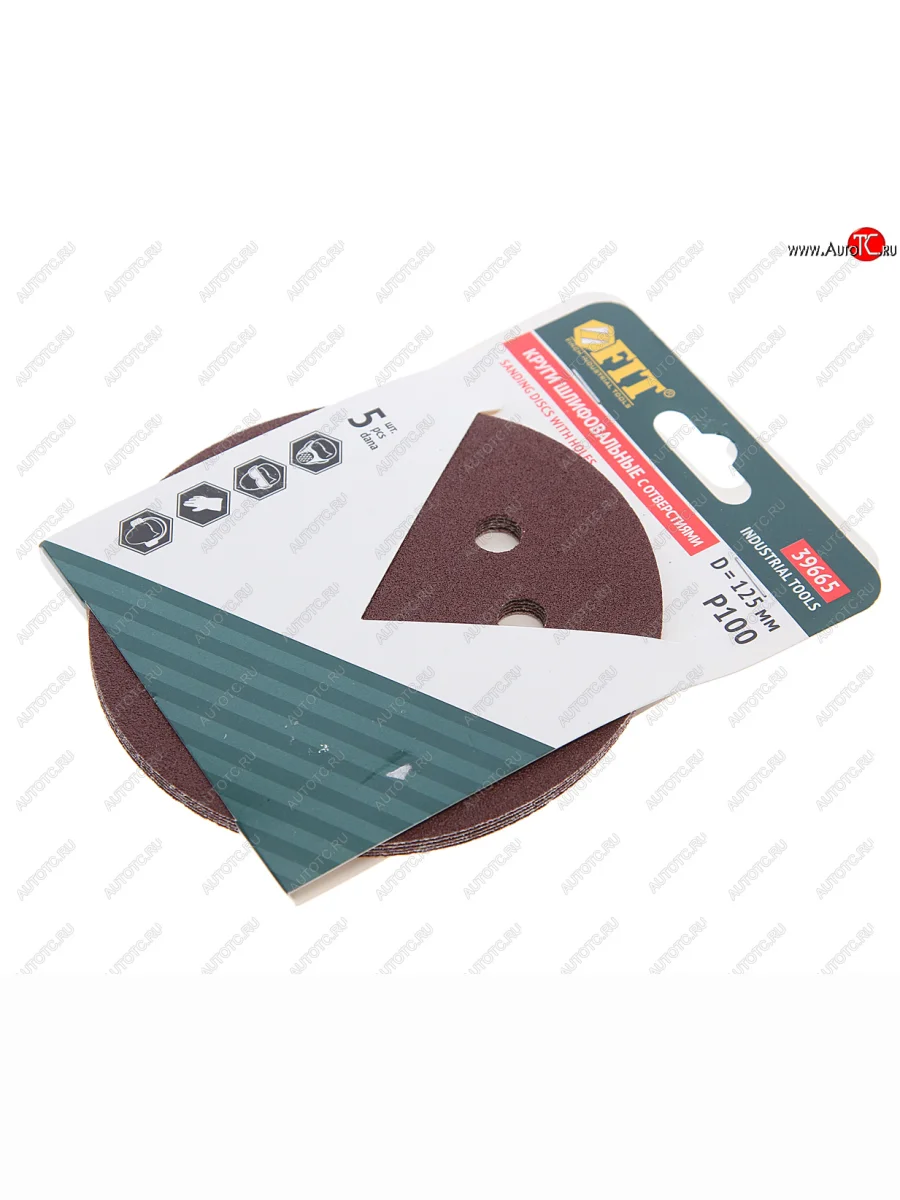 Бумага наждачная на липучке D125 P100 8 отверстий 5шт. FIT FIT fit-39665  в Самаре Самарской области