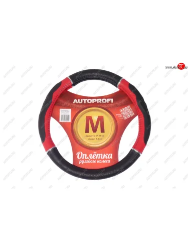 Оплетка руля (M) 37-39см черно-красная гелевая с тиснением AUTOPROFI AUTOPROFI gl-1020 bkrd(m)