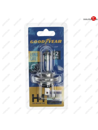 Лампа 12V H4 6055W P43t блистер (1шт.) Long Life GOODYEAR GOODYEAR gy014123