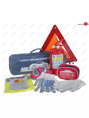 Набор автомобилиста (огнетушитель ОП-2,аптечка,знак,трос 5т,перчатки,жилет) АВТОСТОП АВТОСТОП h-11