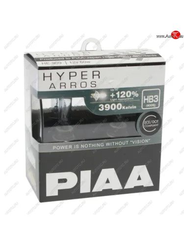 Лампа 12V HB3 60W +120% бокс (2шт.) Hyper Arros PIAA PIAA (Пиаа) he-909-hb3 PIAA (Пиаа) he-909-hb3