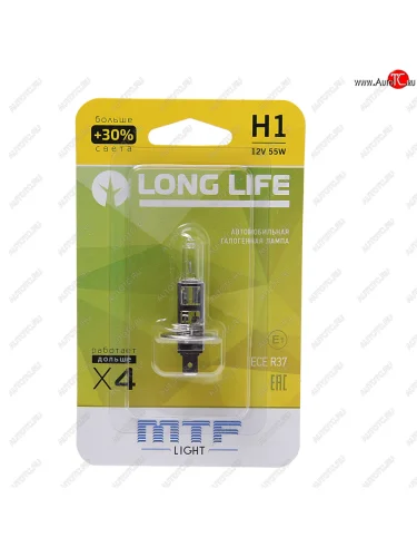 Лампа 12V H1 55W P14.5s +30% блистер (1шт.) Long Life MTF MTF hll1201b