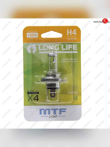 Лампа 12V H4 6055W P43t +30% блистер (1шт.) Long Life MTF MTF hll1204b