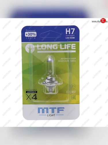 Лампа 12V H7 55W PX26d +30% блистер (1шт.) Long Life MTF MTF hll1207b