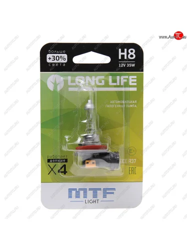 Лампа 12V H8 35W PGJ19-1 +30% блистер (1шт.) Long Life MTF MTF hll1208b