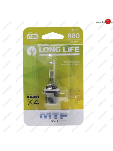 Лампа 12V H27(880) 27W +30% блистер (1шт.) Long Life MTF MTF hll1280b