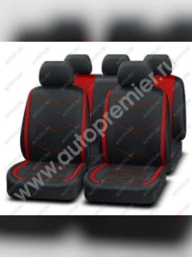 Авточехлы универсальные (М) полиэстер сетка черные красная строчка (9 предм.) Impulse PREMIER PREMIER imp1200