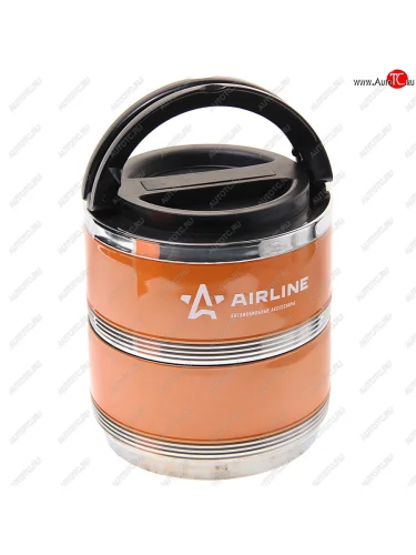 Термос ланч-бокс 1.4л,2 контейнера,с ручкой,нержавеющая сталь,оранжево-черный AIRLINE AIRLINE it-t-02