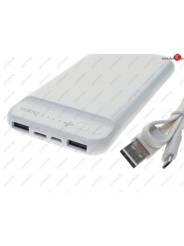 Аккумулятор внешний 10000мАч для зарядки мобильных устройств HOCO HOCO j52 white