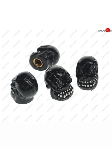 Колпачок на ниппель колеса декоративный Череп черный пластик 4шт. MASHINOKOM MASHINOKOM knvp 002