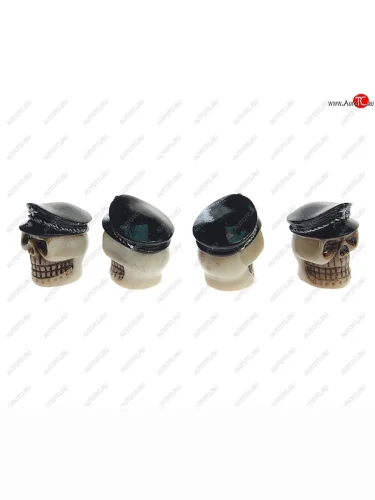 Колпачок на ниппель колеса декоративный Череп в фуражке пластик 4шт. MASHINOKOM MASHINOKOM knvp 003