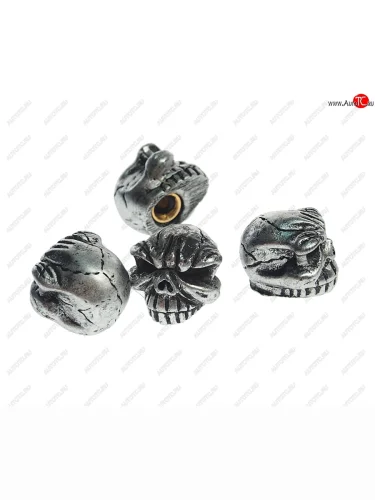 Колпачок на ниппель колеса декоративный Череп серебро пластик 4шт. MASHINOKOM MASHINOKOM knvp 004