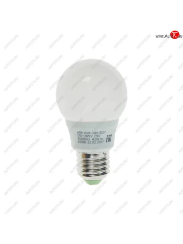 Лампа светодиодная E27 A55 6W (60W) 220V холодный ECO ЭРА ЭРА led-smd-a55-6w-840-e27