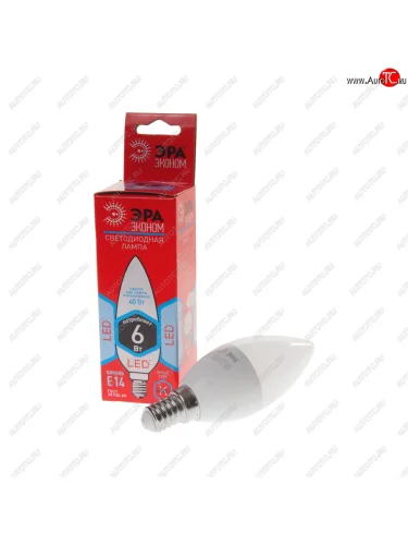 Лампа светодиодная E14 B35 6W (40W) 220V холодный ECO ЭРА ЭРА led-smd-b35-6w-840-e14