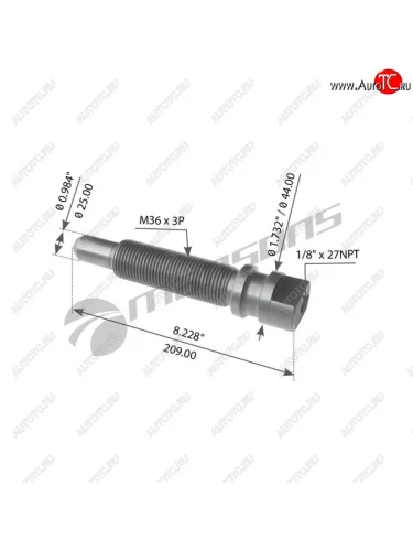 Палец рессоры VOLVO (44x210M36x3x158) (эксцентрик) MANSONS MANSONS m5403